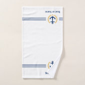 Votre bateau ou nom Ancre Gold Laurel Stripes Blan (Serviette à main)