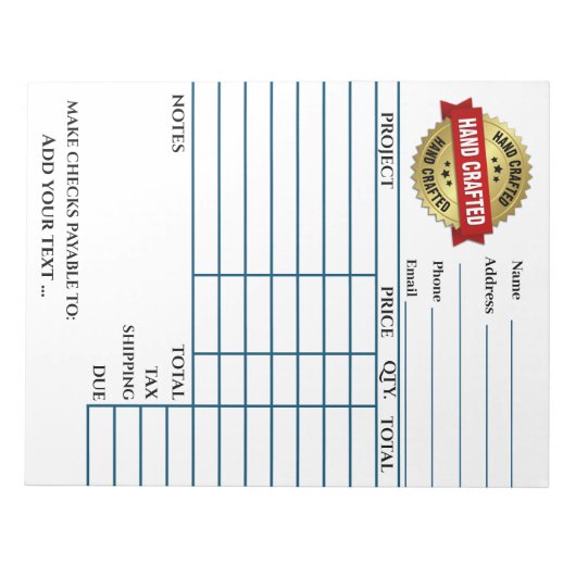 Votre Bloc-notes de facture (Devant)