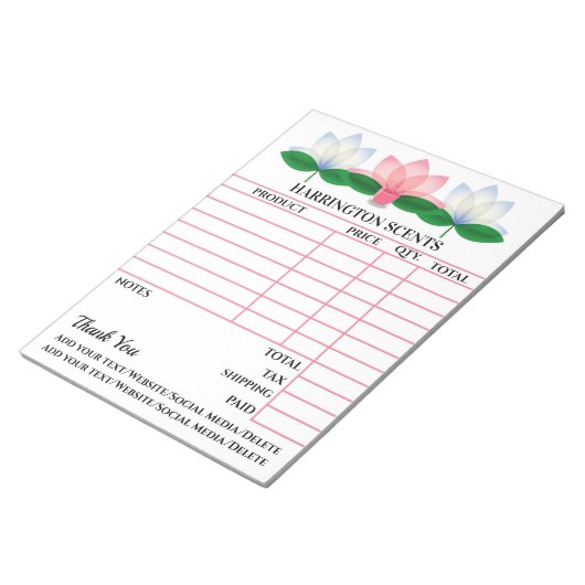 Votre Bloc-notes de facture (Incliné)