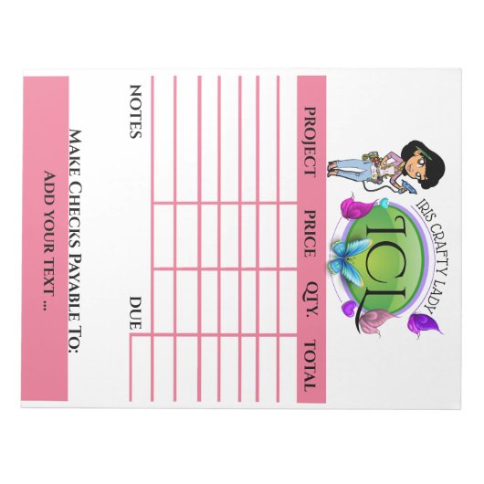 Votre Bloc-notes de facture artisanal (Devant)