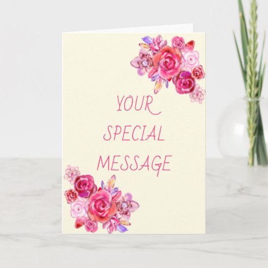 Votre carte de message texte spéciale avec Roses B (Devant)