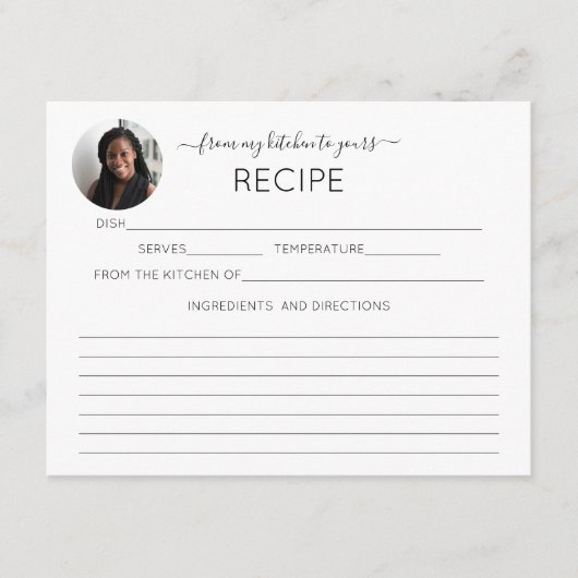 Votre carte de recette personnalisée photo (Devant)
