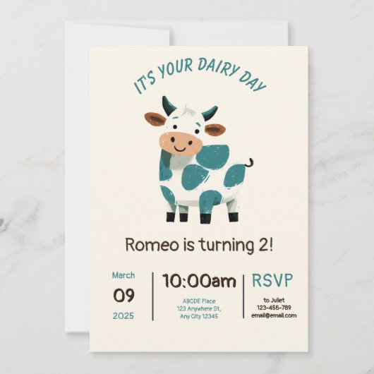 Votre carte d'invitation pour anniversaire de jour (Devant)