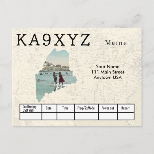 Votre carte postale QSL personnalisée en forme de (Devant)