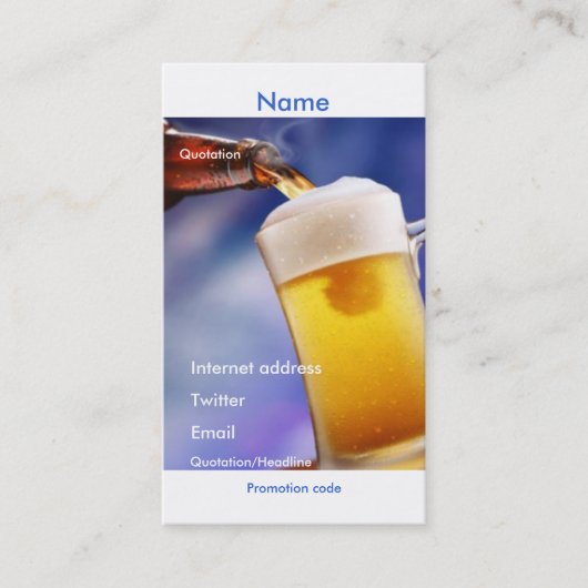 Votre carte promotionnelle de bière (Devant)
