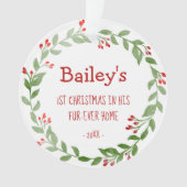 Votre chien photo aquarelle couronne 1er Noël (devant)