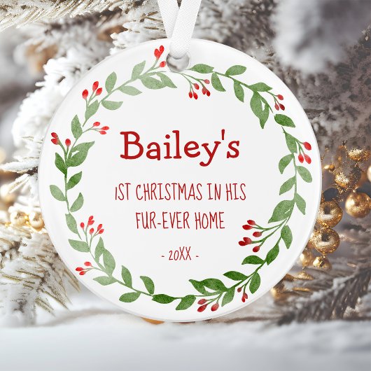 Votre chien photo aquarelle couronne 1er Noël