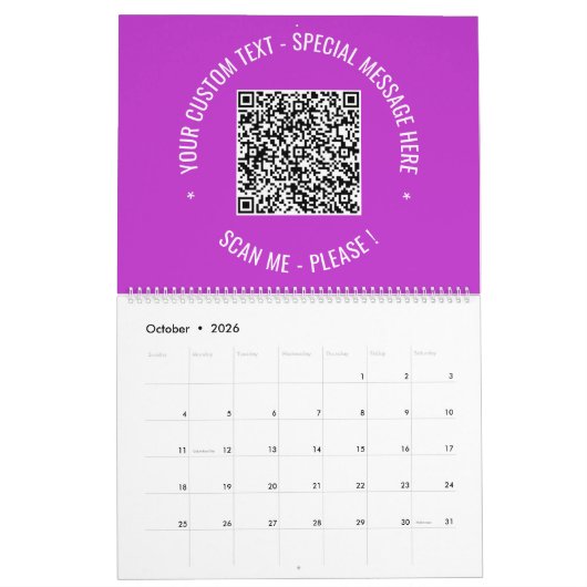 Votre code QR Calendrier de texte personnalisé Cho (Oct 2026)