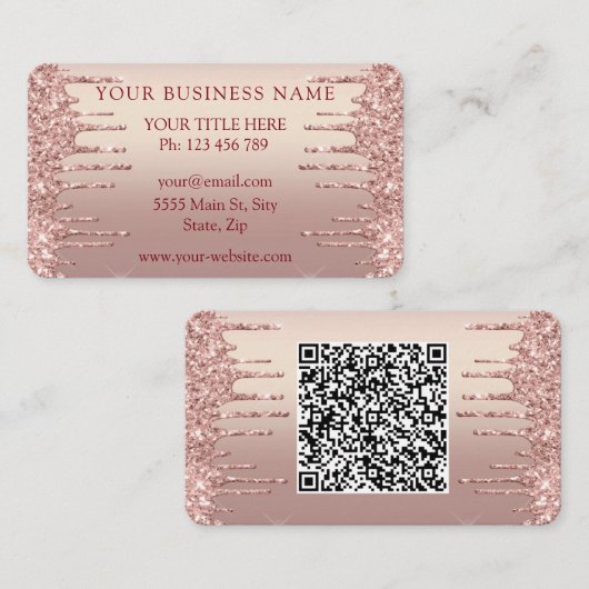 Votre code QR Carte de visite Rose Gold Blush Part (Devant / Derrière)