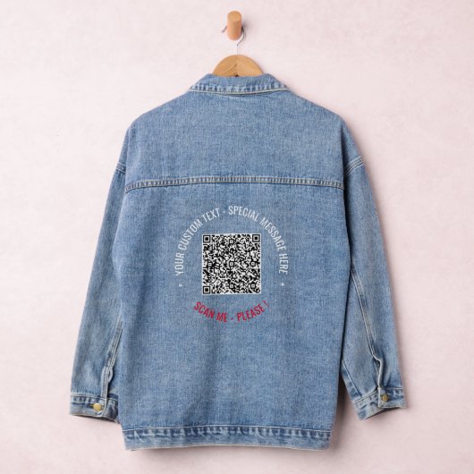 Votre code QR Scan Info Text Drôle Denim Jacket (Hangar)