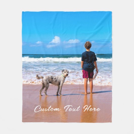 Votre couverture en polaire photo avec nom de text (Devant)