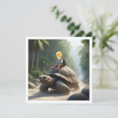 Votre enfant chevauchant une tortue, carte blanche (Debout devant)