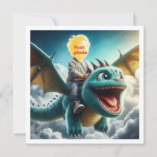 Votre enfant volant sur un dragon bleu, carte de d (Devant)