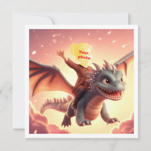 Votre enfant volant sur un dragon mignon, carte de