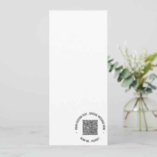 Votre exemple de carte de menu avec code QR et tex (Debout devant)
