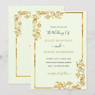 Votre Faire-part de mariage Design Floral Or