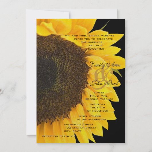 Votre Faire-part de mariage photo avec tournesol (Dos)