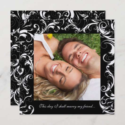 Votre Faire-part de mariage Photo Black Fancy Spir (Devant / Derrière)