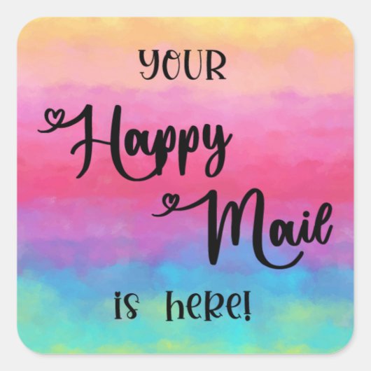 Votre Happy Mail Est Ici Rainbow Sticker Carré (Devant)