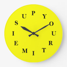 Votre heure est levée Grande horloge ronde jaune p