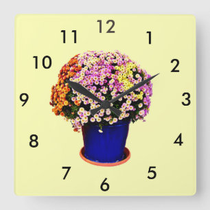 Votre horloge murale carrée Fleurs personnalisées