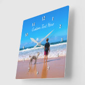 Votre horloge photo avec texte personnalisé (Angle)