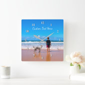 Votre horloge photo avec texte personnalisé (Maison)