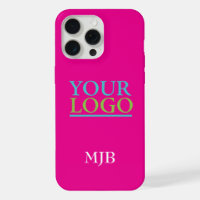 Votre Logo/Art/Photo, Monogramme Blanc, Rose Chaud