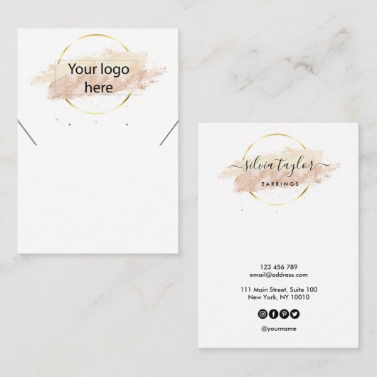 Votre logo bijoux collier d'oreille carte d'affich (Devant / Derrière)