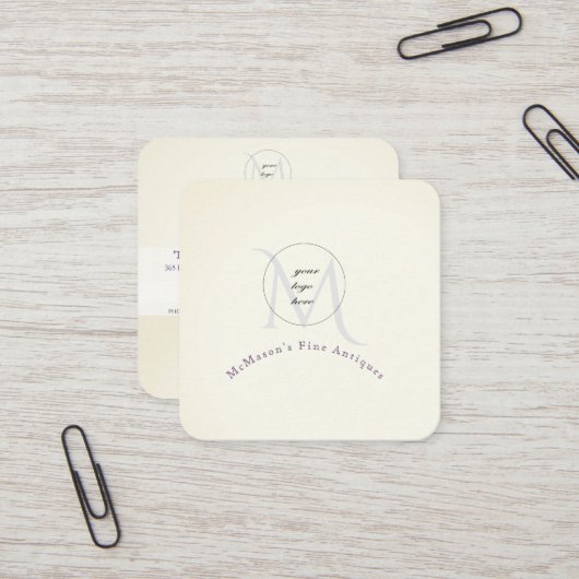 Votre logo Cartes de visite Carré blanc (Devant/Arrière en situation)