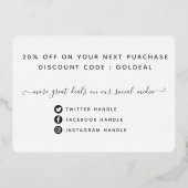 Votre Logo Modern Merci Real Foil Carte de réducti (Verso)