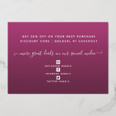 Votre Logo Modern Merci Real Foil Carte de réducti (Verso)