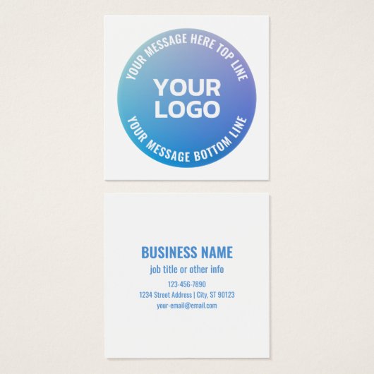 Votre logo | Ombre bleue à violet et texte circula (Devant & derrière)