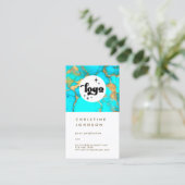 votre logo pierre turquoise sur carte de visite bl (Debout devant)