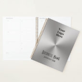 Votre logo Son Silver Metal Look carnet de rendez- (Devant avec enveloppe)