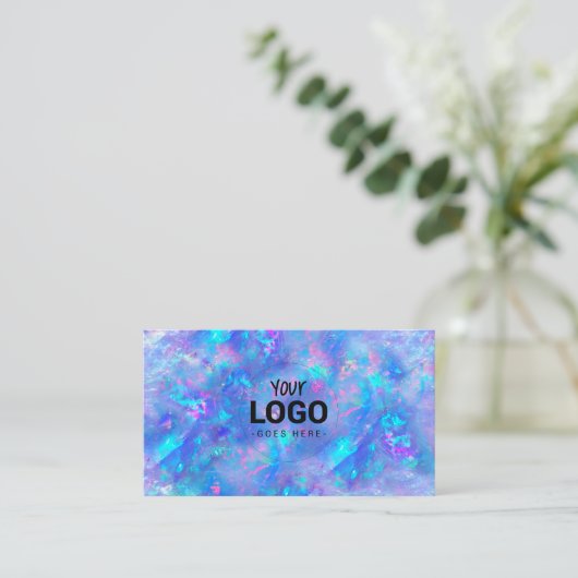 votre logo sur bleu opal texture carte de visite (Debout devant)