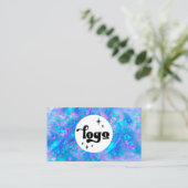 votre logo sur bleu opal texture carte de visite (Debout devant)