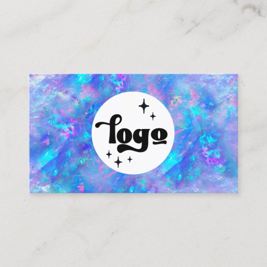 votre logo sur bleu opal texture carte de visite (Devant)