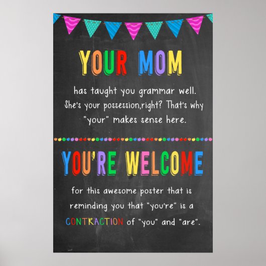 Votre maman Vous êtes Bienvenue Poster Motivationn (Devant)