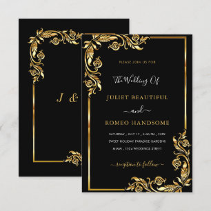 Votre Modèle de Faire-part de mariage Black Gold D