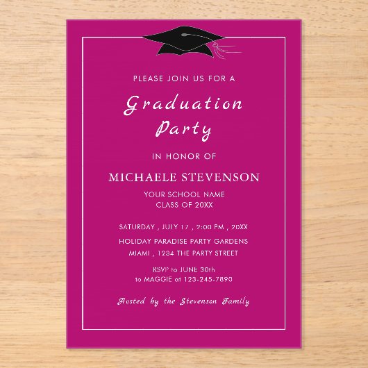 Votre Modèle d'invitation de diplôme acrylique de (Recto)