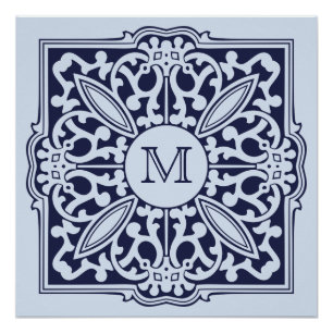 VOTRE MONOGRAM dans cadre décoratif poster personn