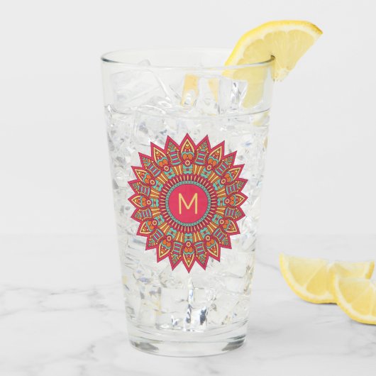 Votre Monogramme dans le verre à pinte Boho Frame (Dos glace)