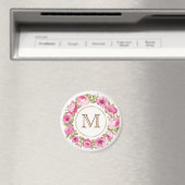 Votre monogramme dans un aimant à cadre de fleurs (In Situ (Lave-vaisselle))