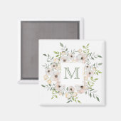 Votre monogramme dans un aimant à cadre de fleurs (Recto/Verso)