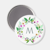 Votre monogramme dans un aimant à cadre de fleurs (Recto/Verso)