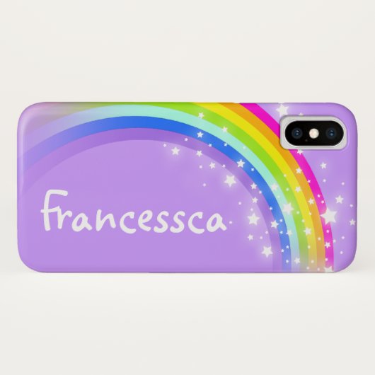 Votre nom (10 lettre) coque iphone violet arc-en-c (Dos (Horizontal))