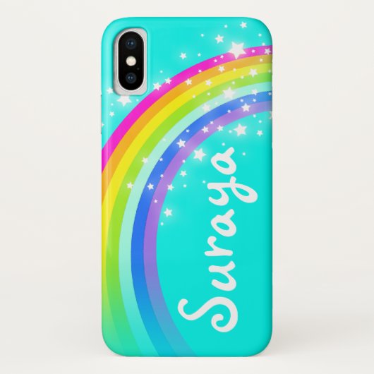 Votre nom 6 lettre arc en ciel aqua coque iphone (Dos)