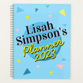 Votre nom 80s Memphis Blue Yellow Retro Formes (Devant)