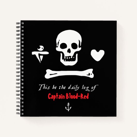 Votre nom Capitaine Pirate Journal quotidien (Devant)